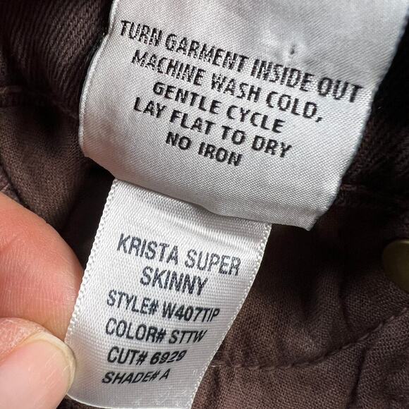 Hudson Krista Super Skinny Low Rise Chocolate Brown Coated Jeans Size 25 - Picture 9 of 12